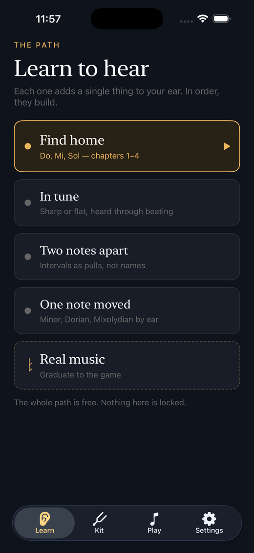 The Learn tab showing a five-stage path.